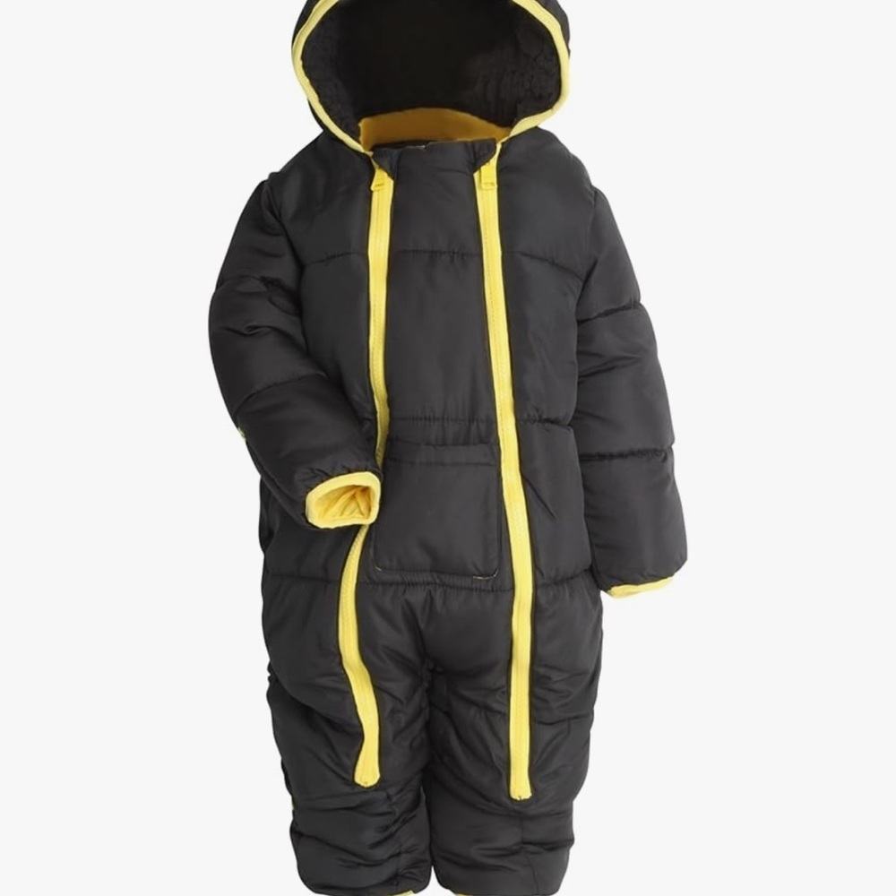 DKNY Baby Boys’ Snowsuit – Hooded Fleece Lined Warm Winter Jumpsuit